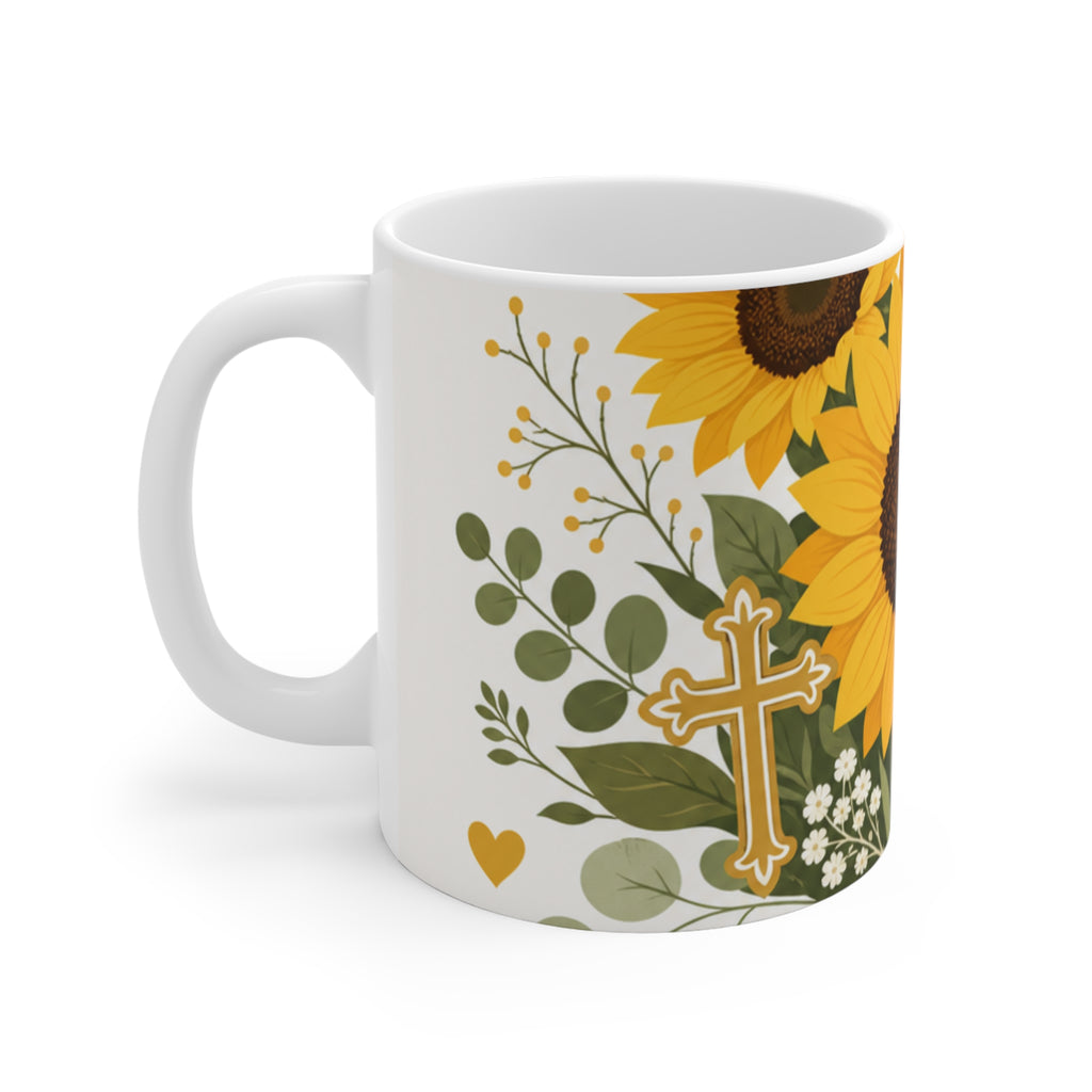 Blessed Mama Sunflower Coffee Mug – Christian Mom Gift – Faith Mom Mug – Grateful Mama Cup – 11oz